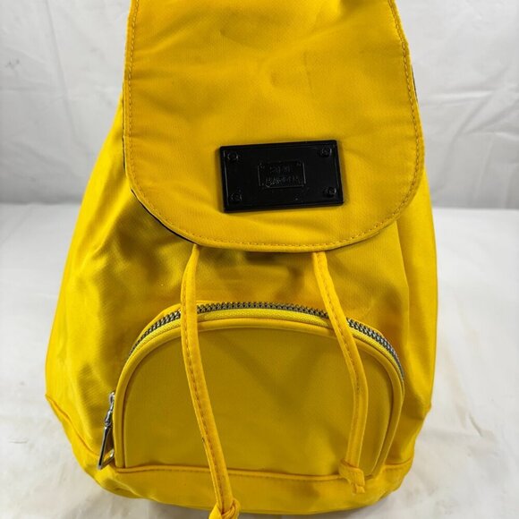 Steve Madden Womens Yellow Mini Nylon Sling Zip Backpack Travel Bag - Picture 10 of 13